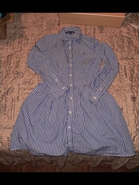 Polo by Ralph Lauren Blue & White Striped Shirtdress